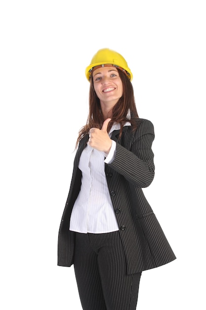 Young businesswoman with helmet