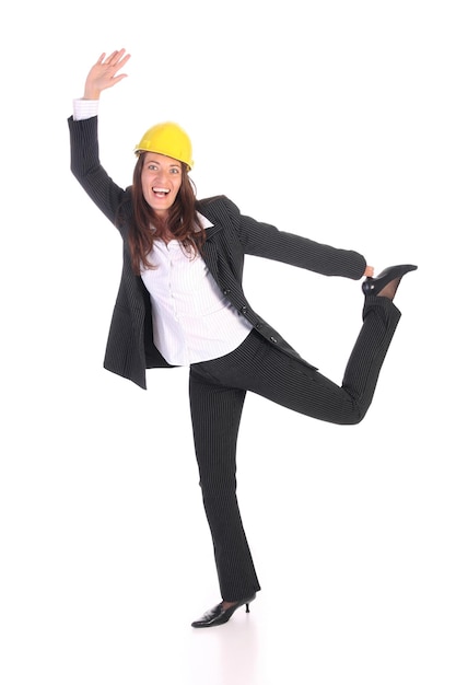 Young businesswoman with helmet