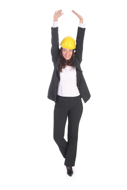 Young businesswoman with helmet