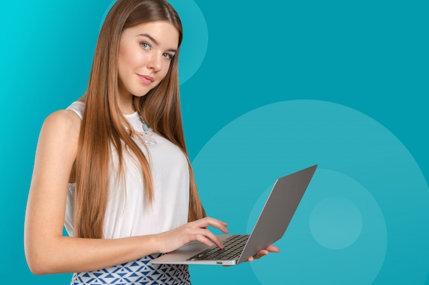 Young businesswoman with laptop