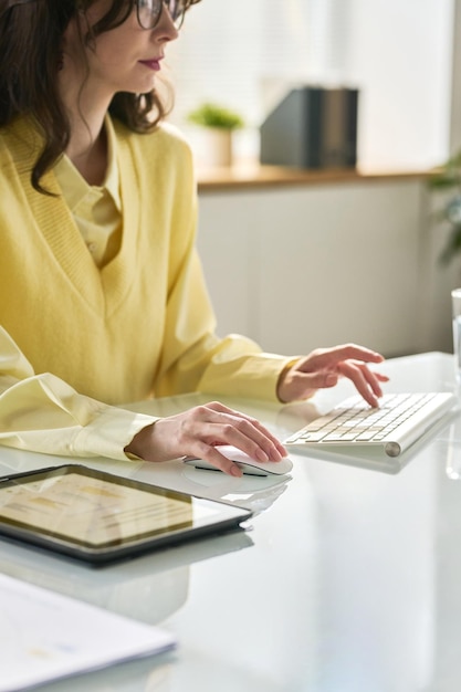 Young businesswoman working on computer