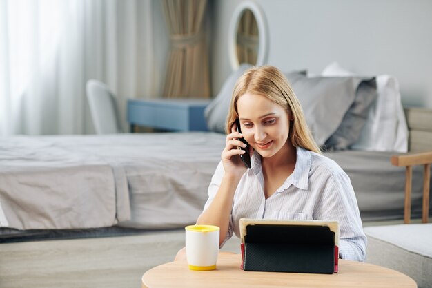 Young businesswoman working from home