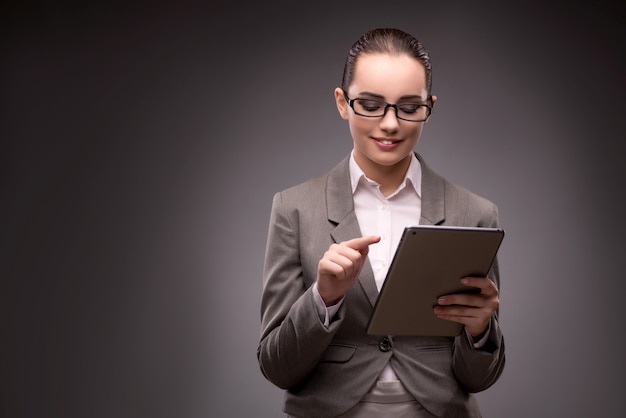 young businesswoman working with tablet computer
