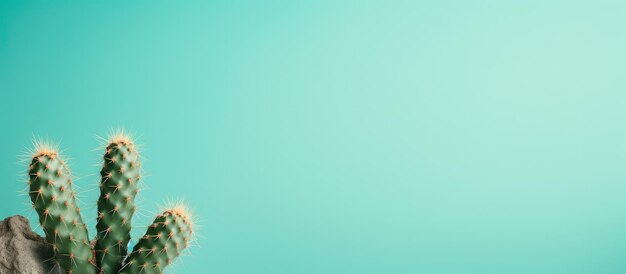 Photo young cactus alone on a isolated pastel background copy space