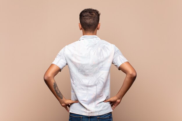 young casual man back or rear view