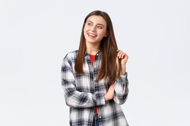 Young casual woman wearing a shirt