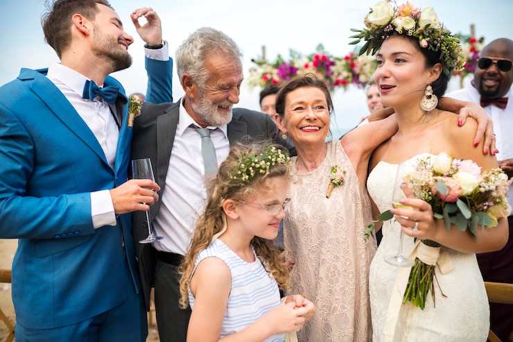 Photo young caucasian couple's wedding day
