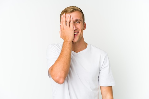 Young caucasian handsome man isolated expressing emotions