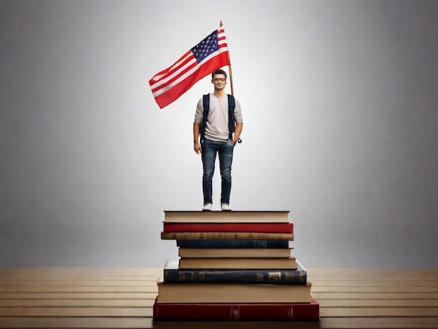 Young caucasian man holding an United Kingdom flag isolated