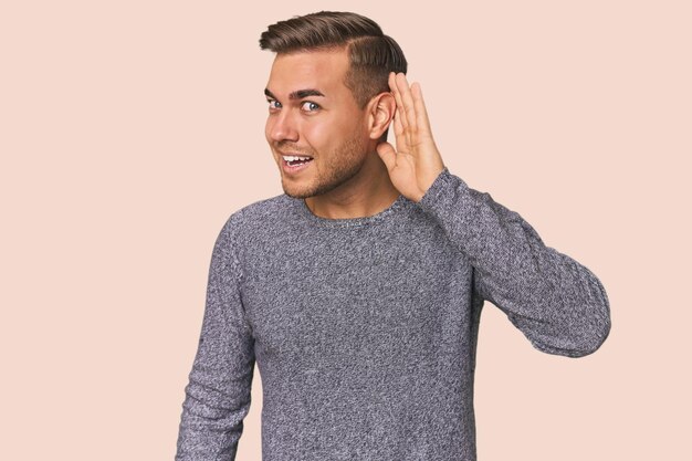 young caucasian man in studio