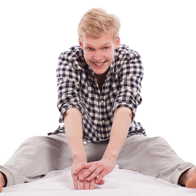 Young caucasian man working out