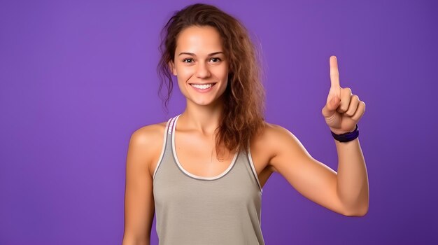 Foto giovane donna caucasica giocatore di basket uomo isolato su sfondo viola che mostra