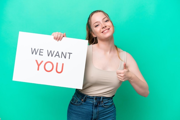 Young caucasian woman over isolated background