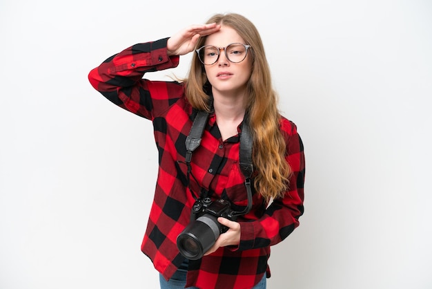 Young caucasian woman over isolated background