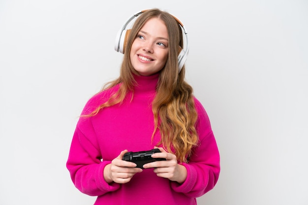 Young caucasian woman over isolated background