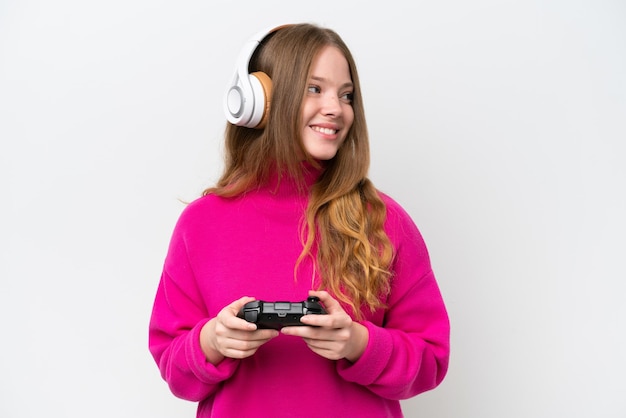 Young caucasian woman over isolated background