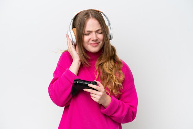 Young caucasian woman over isolated background