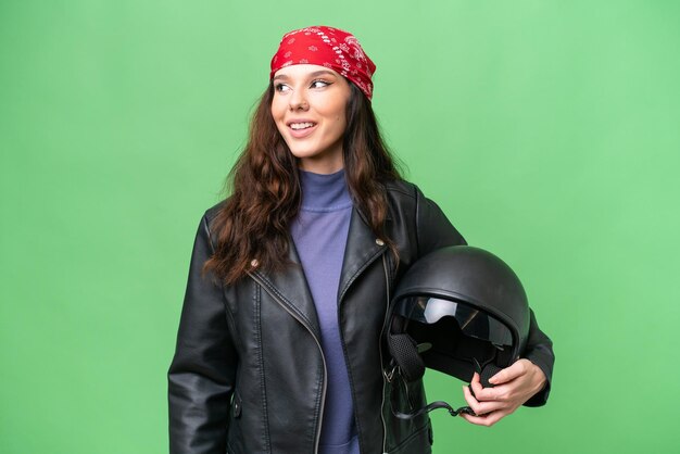 Young caucasian woman over isolated background