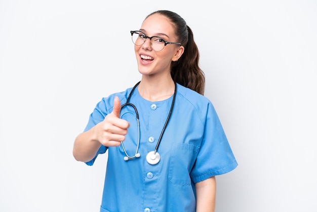 young caucasian woman over isolated background
