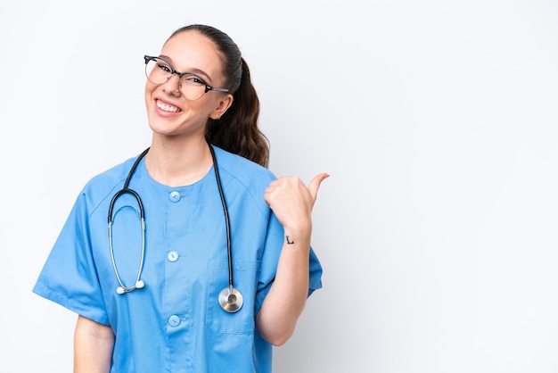 young caucasian woman over isolated background
