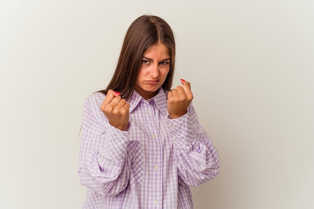 Young caucasian woman isolated on white background whining and crying disconsolately.