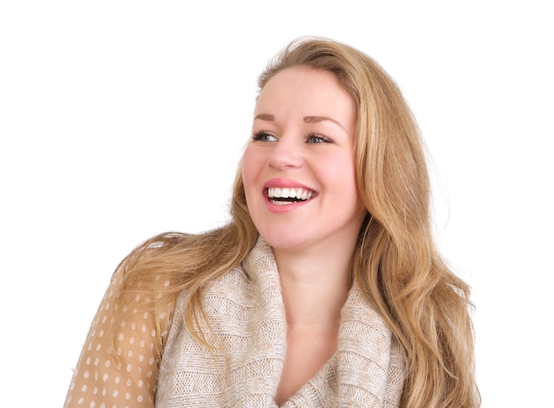 Young caucasian woman laughing