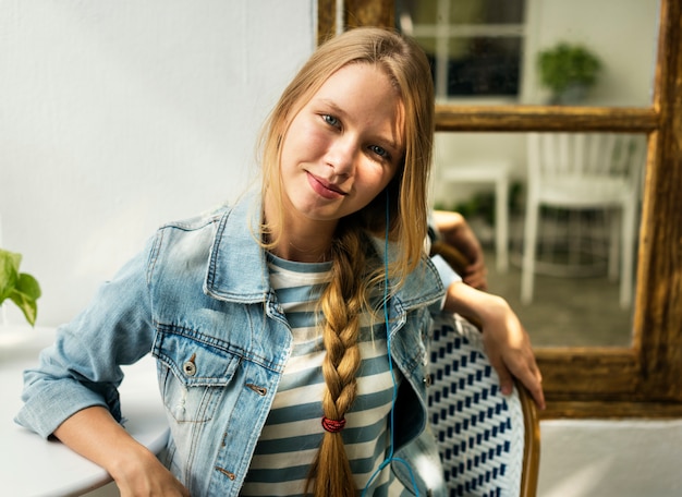 A young cheerful woman