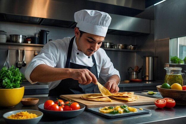 A young chef or home cook preparing