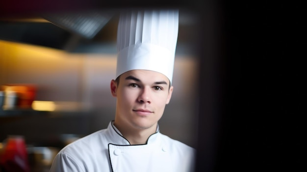 Young chef posing in a professional kitchen