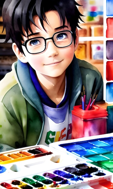 Young child artist background