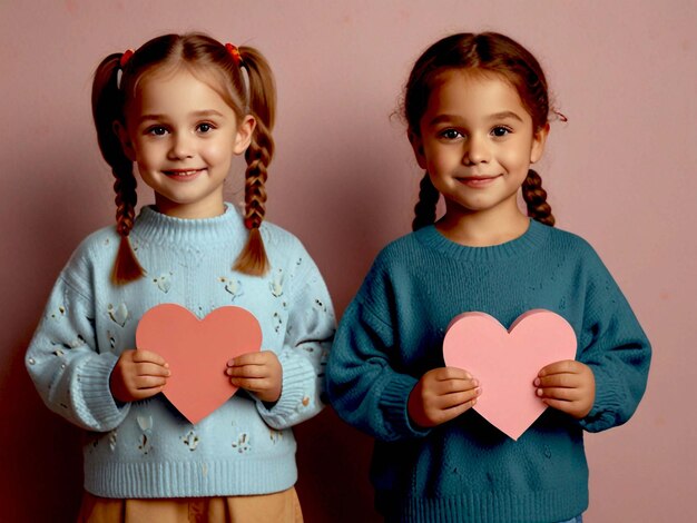 Photo young child holding 3d heart shape