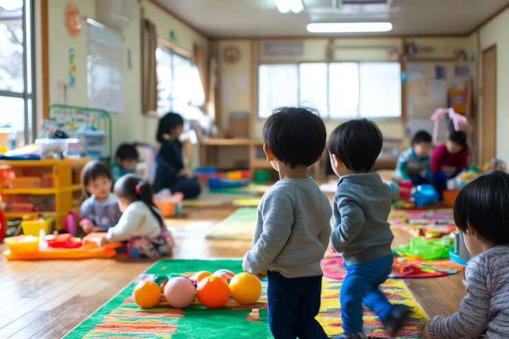 Photo 小さな子供たちが教室でおもちゃで遊んでいる