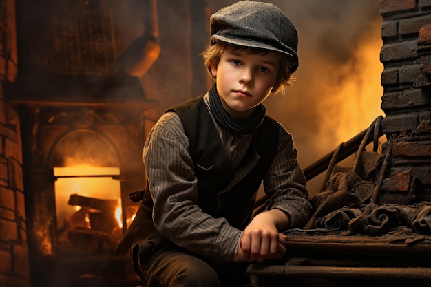 Young Chimney Sweep at Work Generative Ai