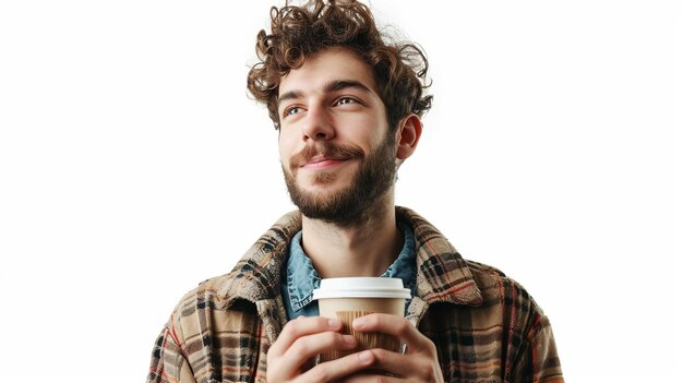 Photo young coffee enthusiast isolated