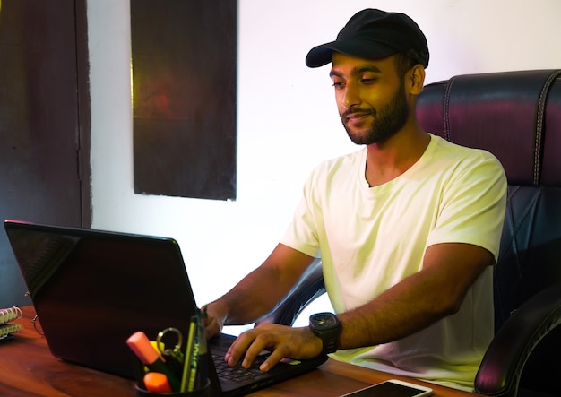 Young college students with laptop