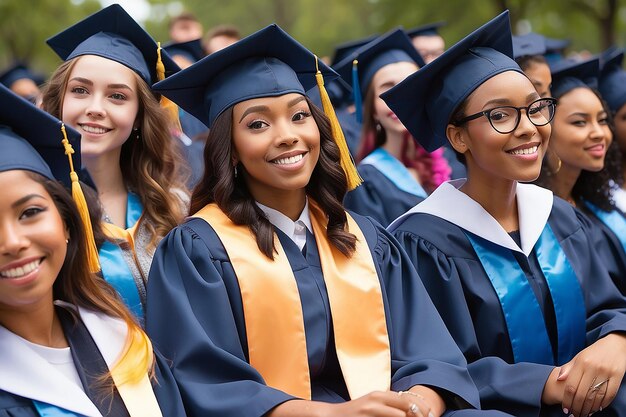 Фото Молодая цветная женщина заканчивает колледж.