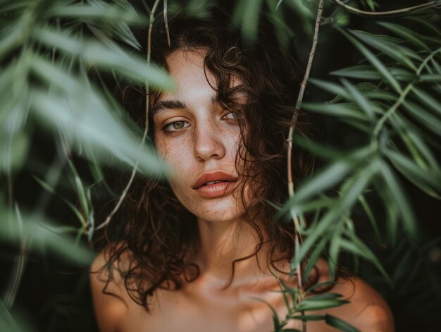 Photo young contemplative woman portrait