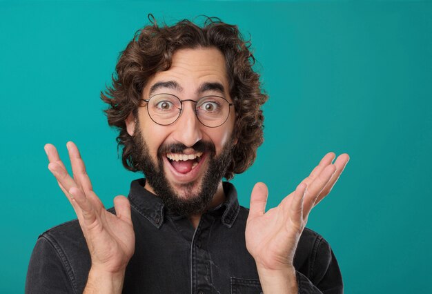 Young cool bearded man posing