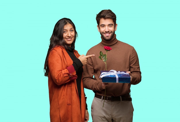 Young cool couple celebrating valentines day 