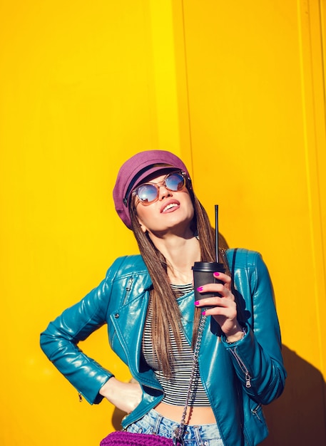 Young cool woman in jacket