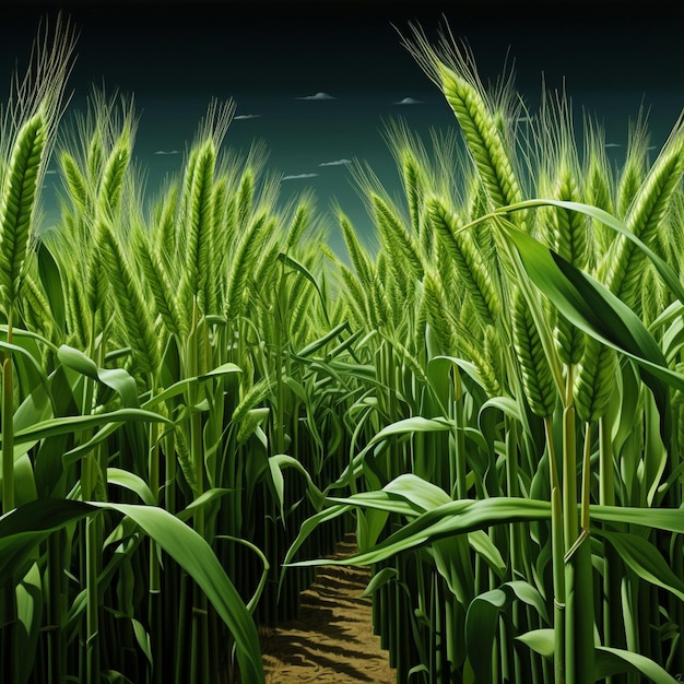 Молодая кукуруза на зеленом поле