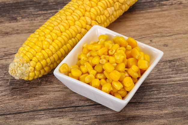 Young corn seeds in the bowl