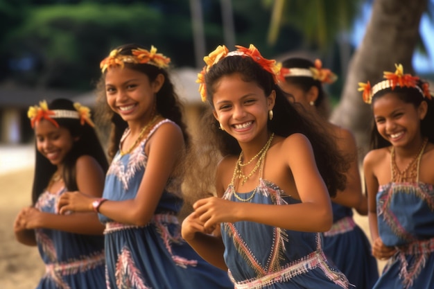 Young Costa Rican dancers perform in traditional dress at Playa Blanca Costa Rica