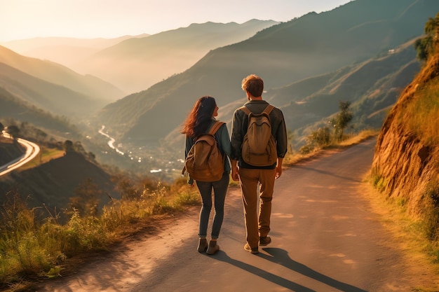 young couple at amazing scenic nature view ai generated art