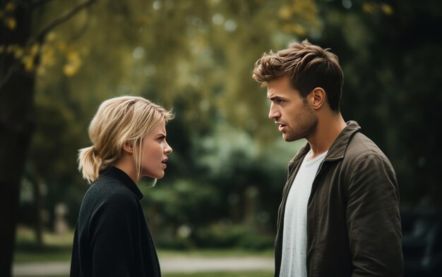 Photo young couple arguing