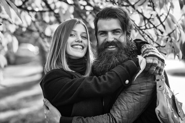 Young couple in autumn park