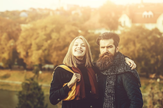 Young couple in autumn park