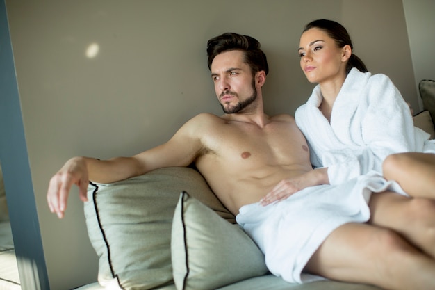 Young couple on the bed