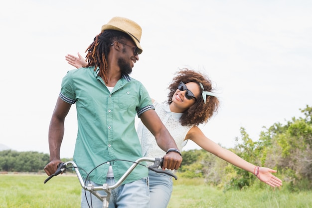 Young couple on a bike ride