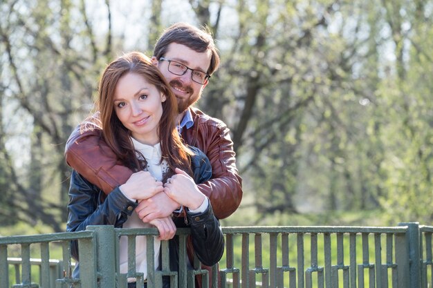 Young couple on bridge